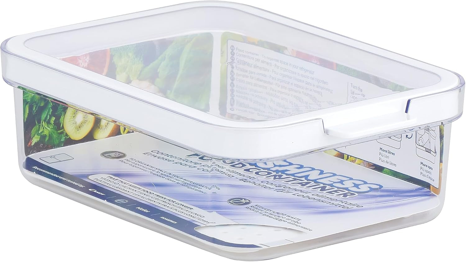 CARE + PROTECT Smart madbeholder, perfekt stabelbar, køleskabsorganisator, beskytter mad mod fugt, holder maden frisk længere, 2,15 L Naty Shop madopbevaringsbokse 1,2 L