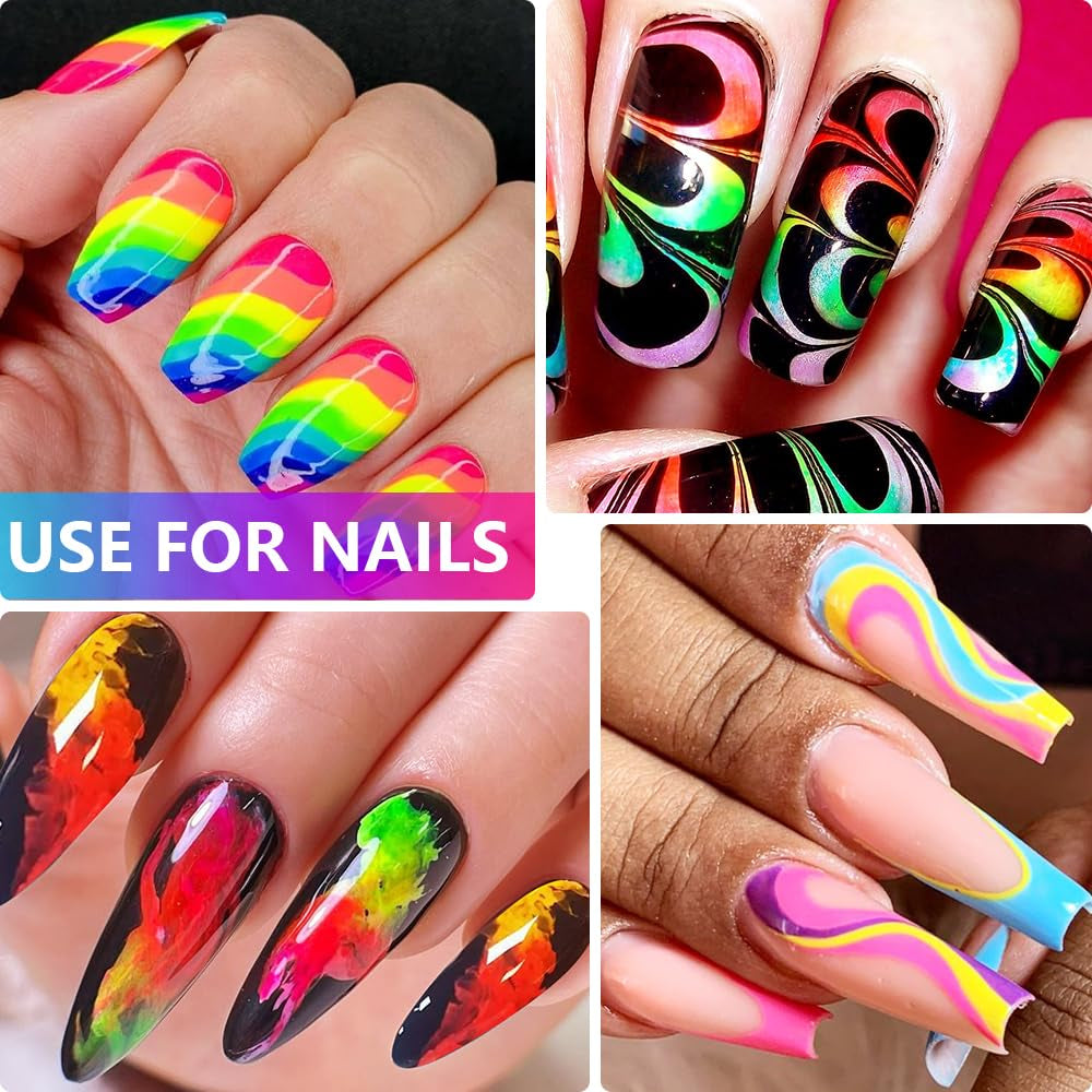 Neon Fosfor Pigment Pulver Für Nägel Lidschatten - 12 farver Neon Nagel Glitzer Augenpulver Maniküre Halloween Neon Make-Up Dekoration Nail Art Staub Pigment