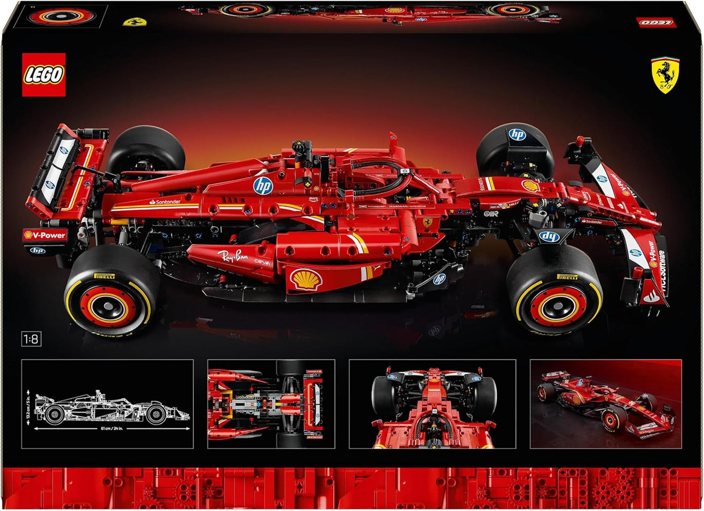 LEGO Technic Ferrari SF-24 F1 Racerbil - Modelbil til voksne - Formel 1 samlersæt - V6 motor, gearkasse, styretøj og DRS i 1:8 skala - Gave til fans af motorsport og racerbiler 42207 Byggesæt Beuche den LEGO-Store