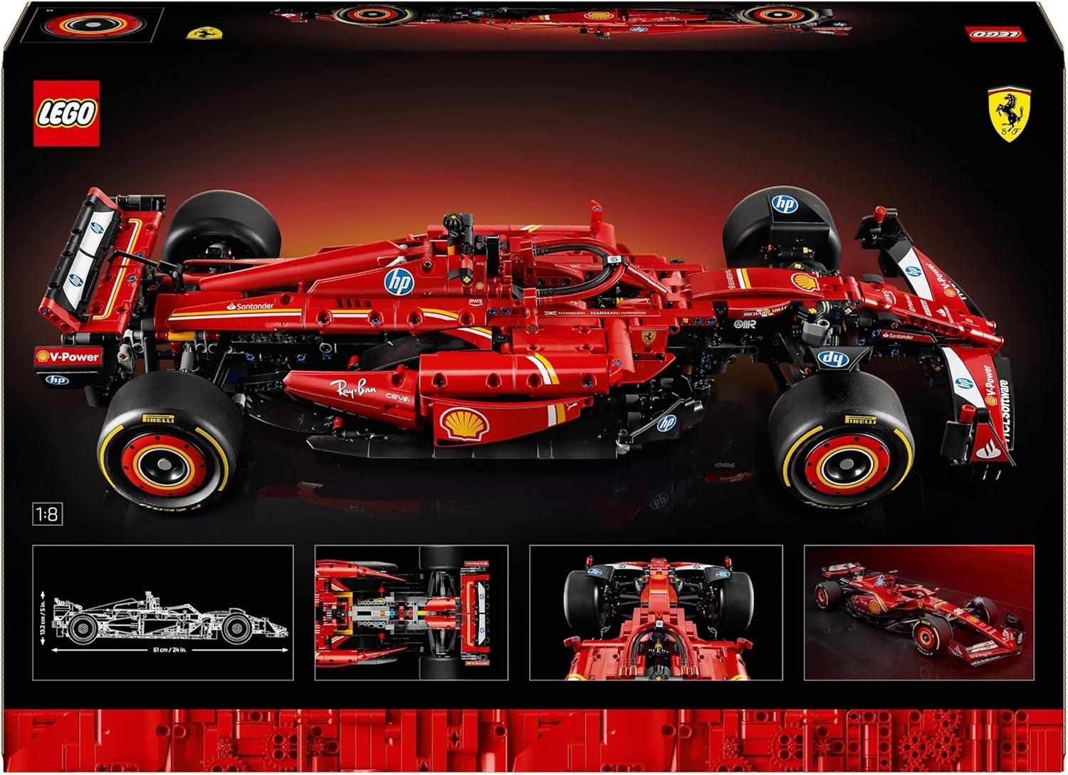 LEGO Technic Ferrari SF-24 F1 Racerbil - Modelbil til voksne - Formel 1 samlersæt - V6 motor, gearkasse, styretøj og DRS i 1:8 skala - Gave til fans af motorsport og racerbiler 42207 Byggesæt Beuche den LEGO-Store
