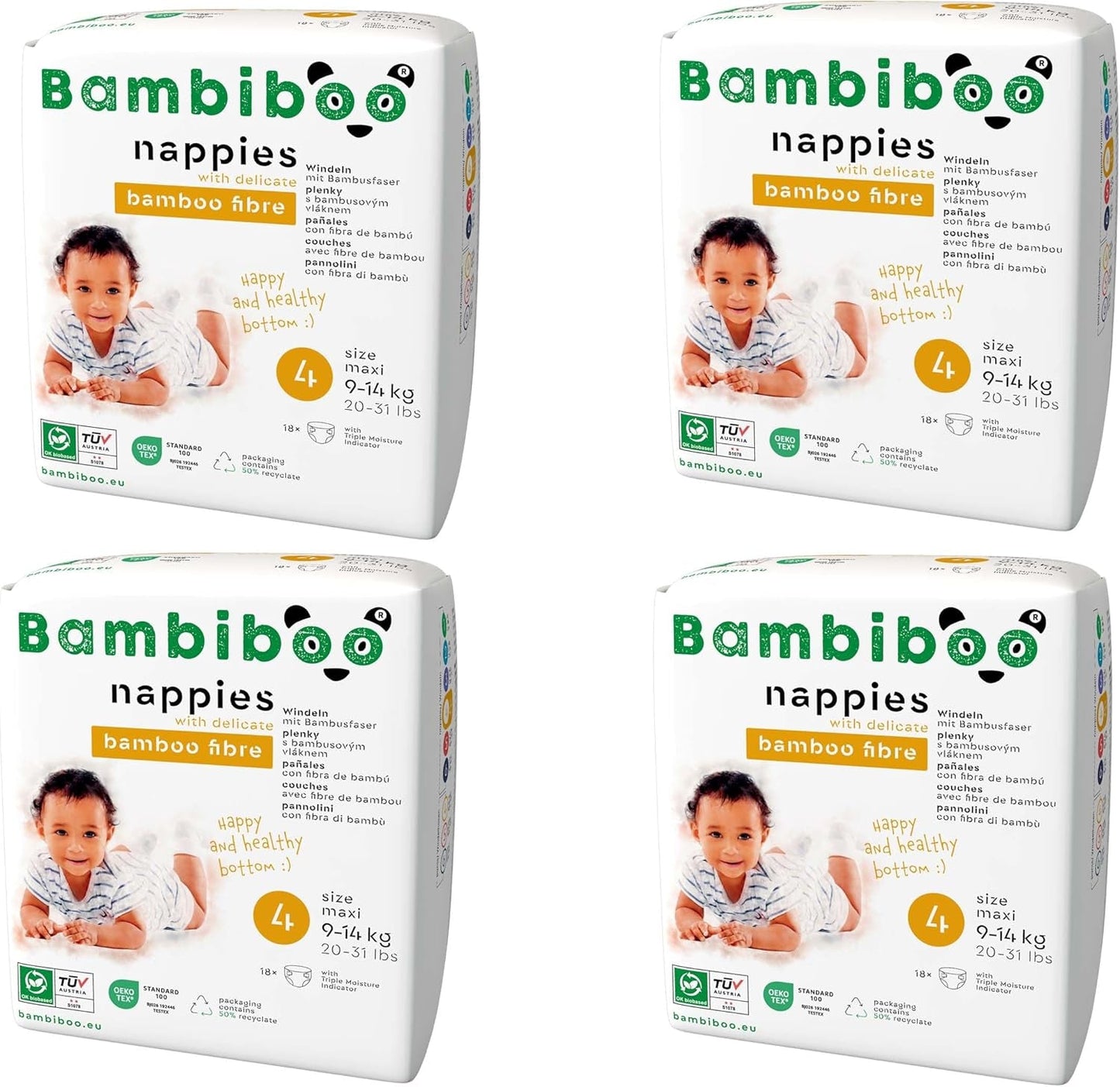 Bambiboo Mini-engangsbleer Hudvenlig med blød navleåbning af bambusfiber - Bleer til nyfødte - Engangsbleer til nyfødte - Hudbeskyttelse - Størrelse 2, 25 stk.