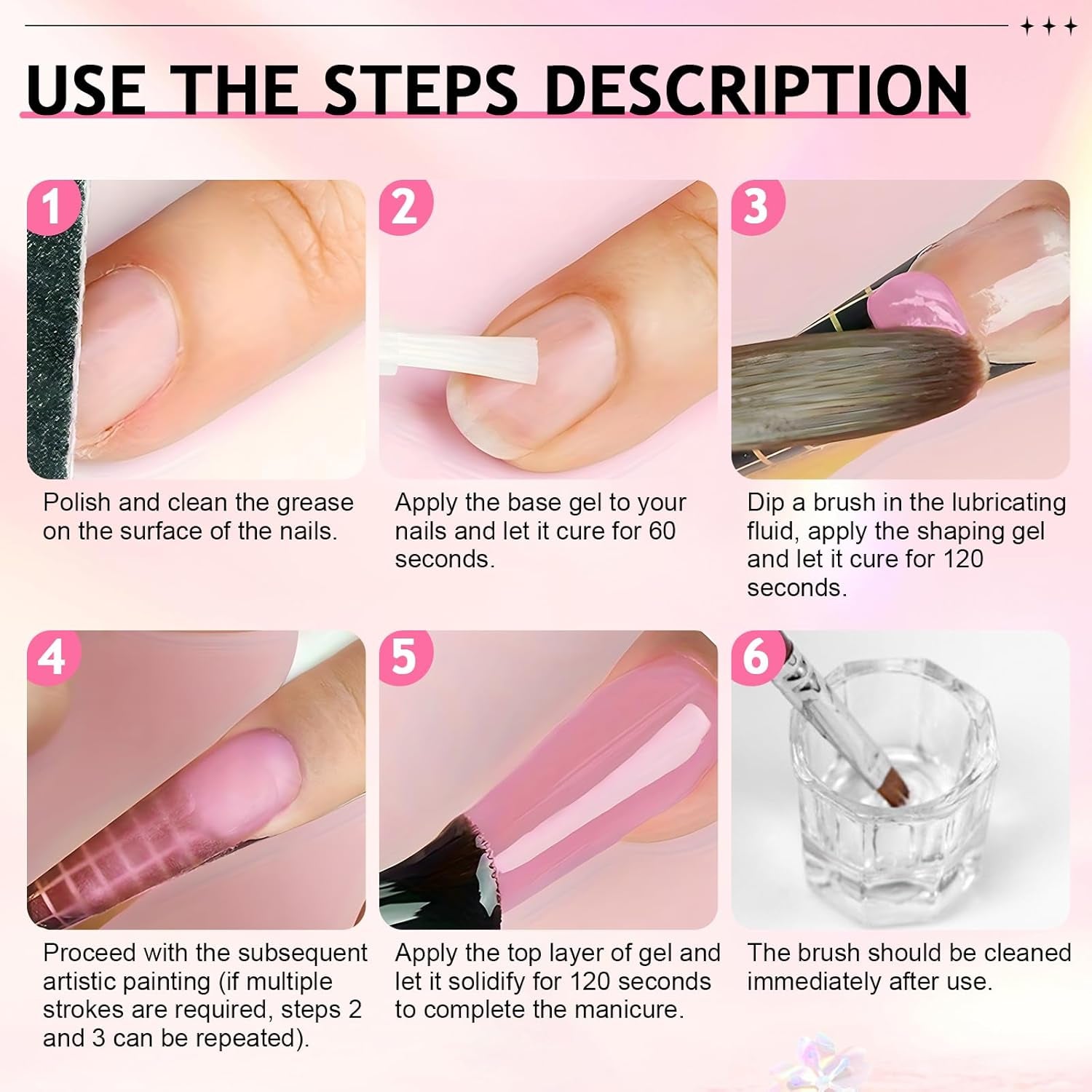 Polygel Nail Solution, Poly Gel Slip Solution Negle Kit, Polygel Liquid Nail Solutions 75 ml, 5 neglespidsklips, 3 neglebørster, 1 krystalkop, 100 rengøringsark