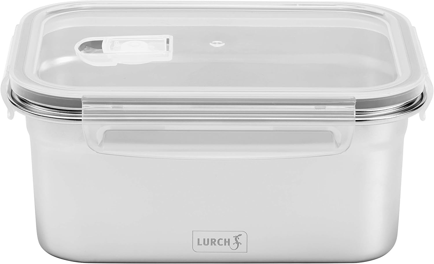 Lurch 240895 Madkasse Højkvalitets rustfrit stål sikkerheds-/opbevaringsboks med BPA-frit plastiklåg 2000ml klare madopbevaringskasser Naty Shop 1500ml
