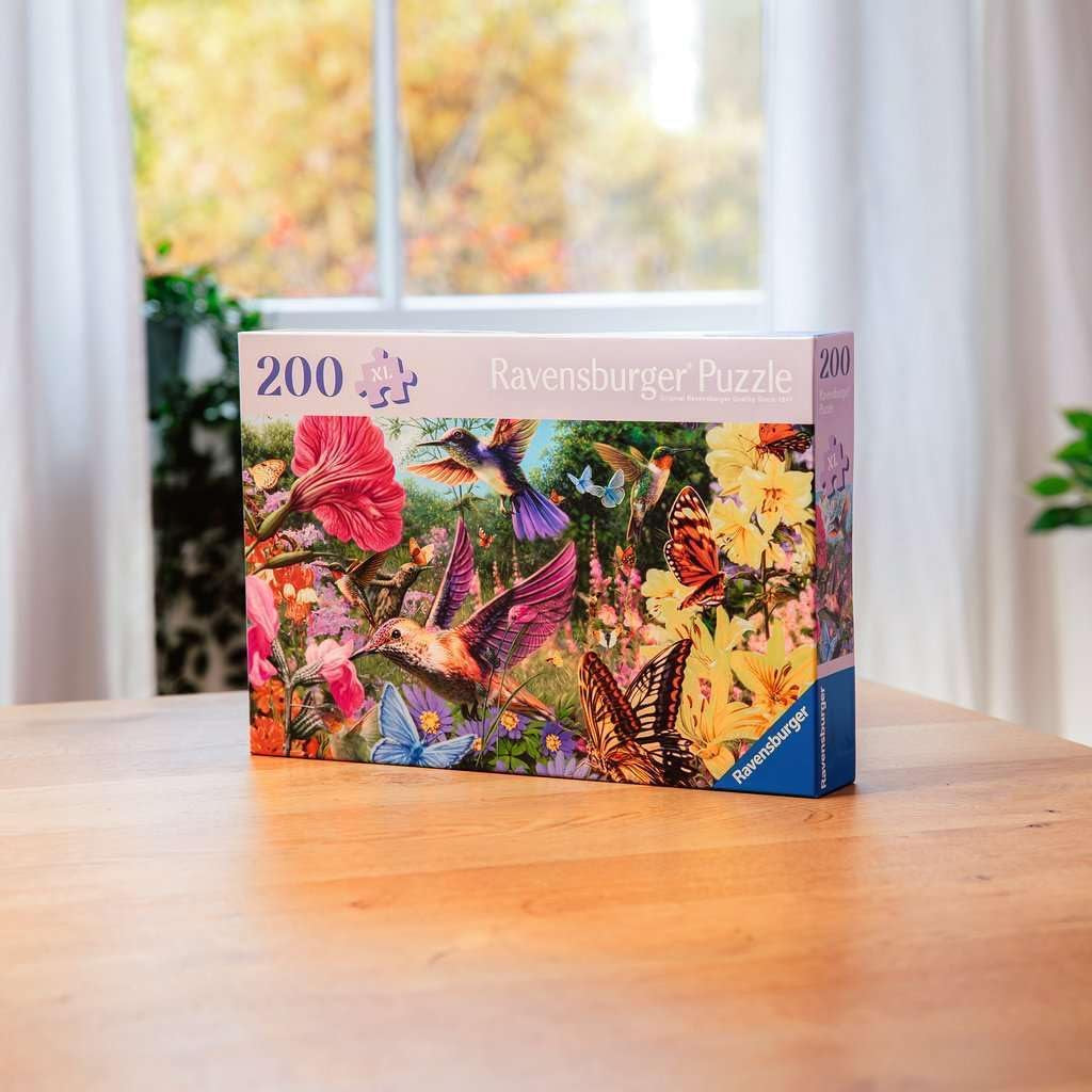 Ravensburger Puslespil 12001369 - Kolibrier og sommerfugle - 200 brikkers puslespil til ældre og seniorer med større puslespil, greb, stor billedskabelon og puslespilsgrundpuslespil Naty Shop