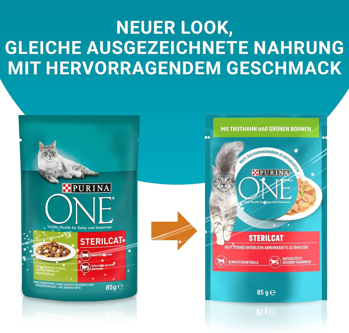 PURINA ONE STERILCAT Katzenfutter nass, zarte Stückchen in Sauce for sterilisierte Katzen, mit Tyrkiet, 26er Pack (26 x 85g)