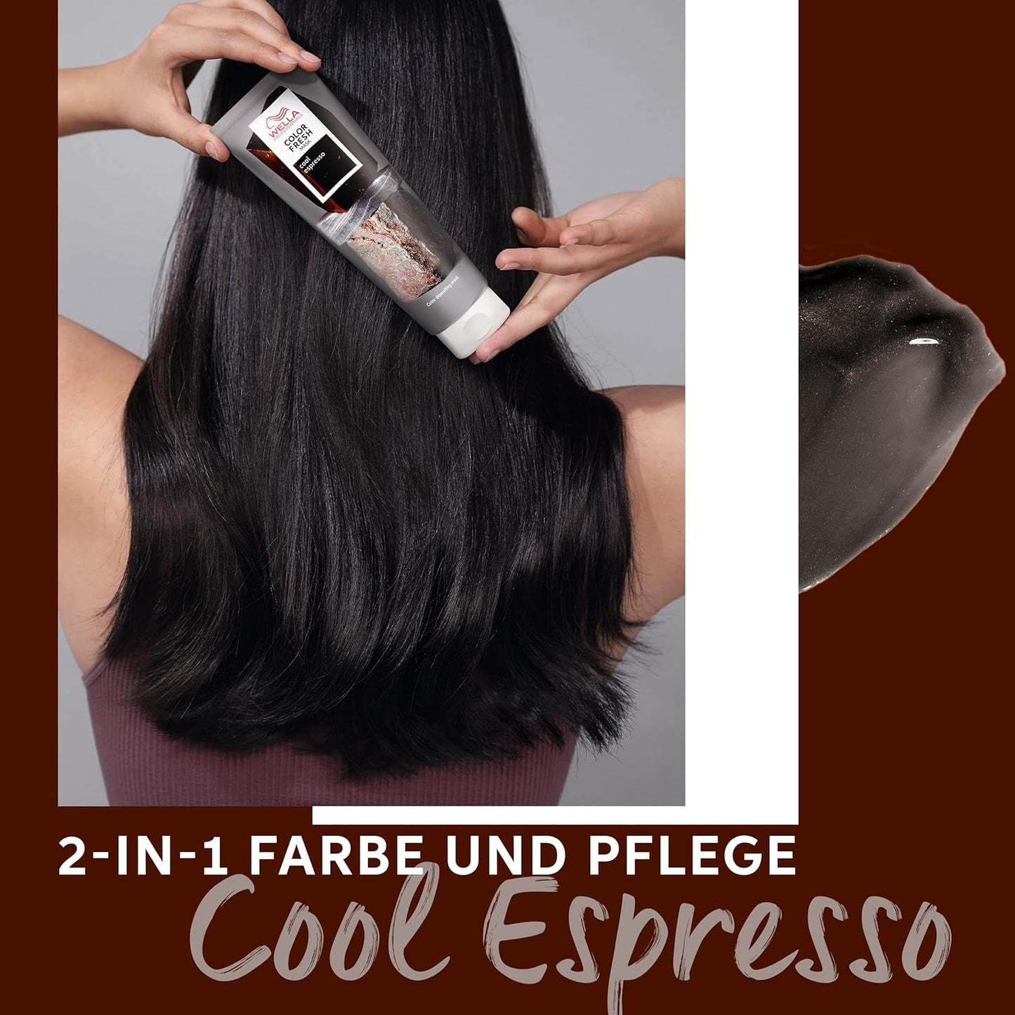 Wella Professionals Color Fresh Mask Cool Espresso - behandling for at genoplive og ændre hårfarve - nærende nuance med avocadoolie - til sort og sort hår - 150 ml Naty Shop Hair Mask