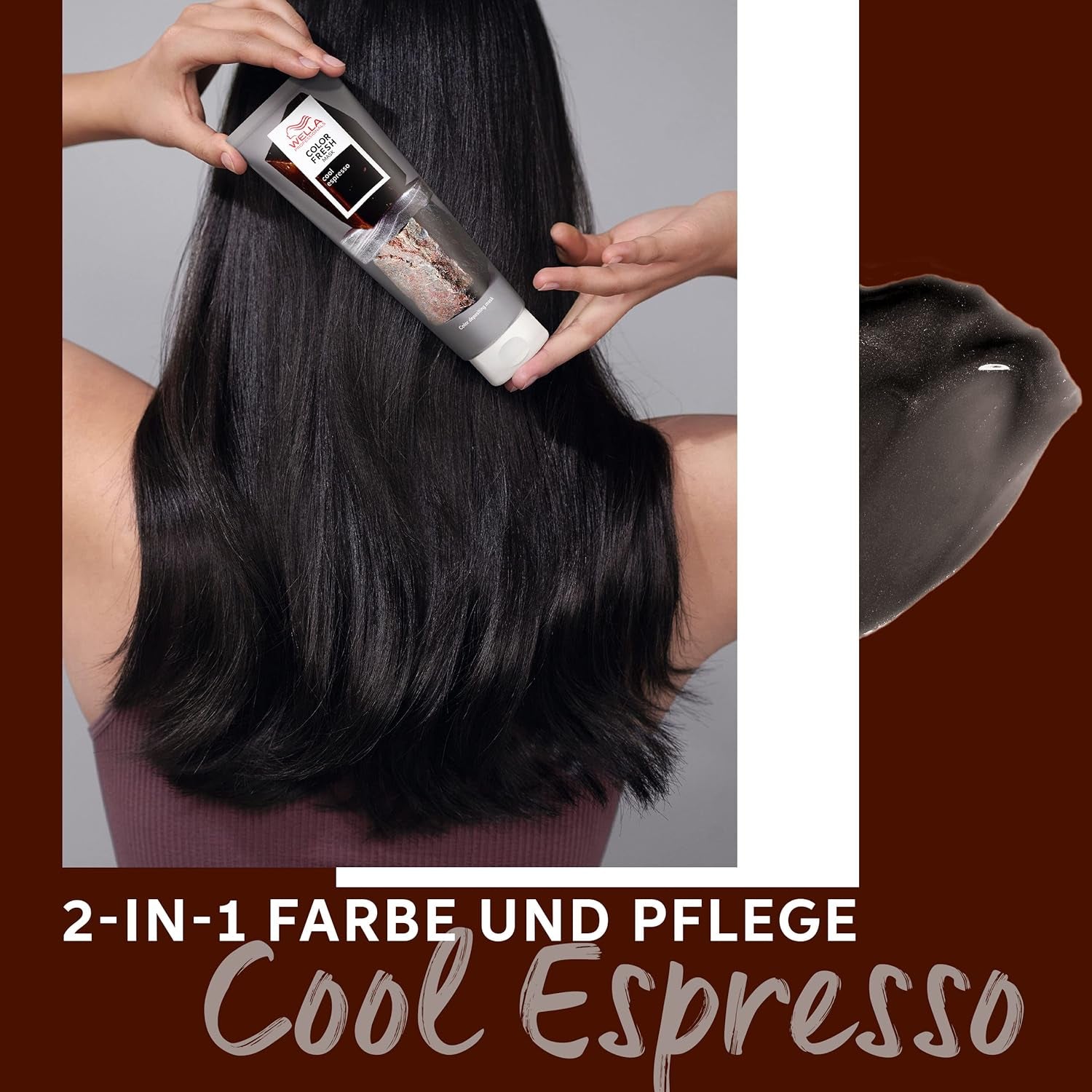 Wella Professionals Color Fresh Mask Cool Espresso - behandling for at genoplive og ændre hårfarve - nærende nuance med avocadoolie - til sort og sort hår - 150 ml Naty Shop Hair Mask