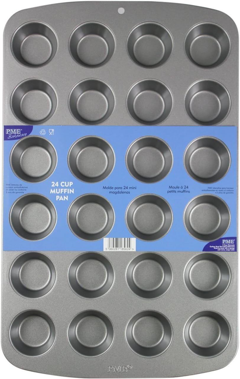 CSB111 Antihaftbeschichtete Mini-Muffinform Mit 24 Löchern Aus Karbonstahl, Edelstahl, Sølv, 39,4 X 24,6 X 2,1 Cm Forme og bakker til bagning Naty Shop