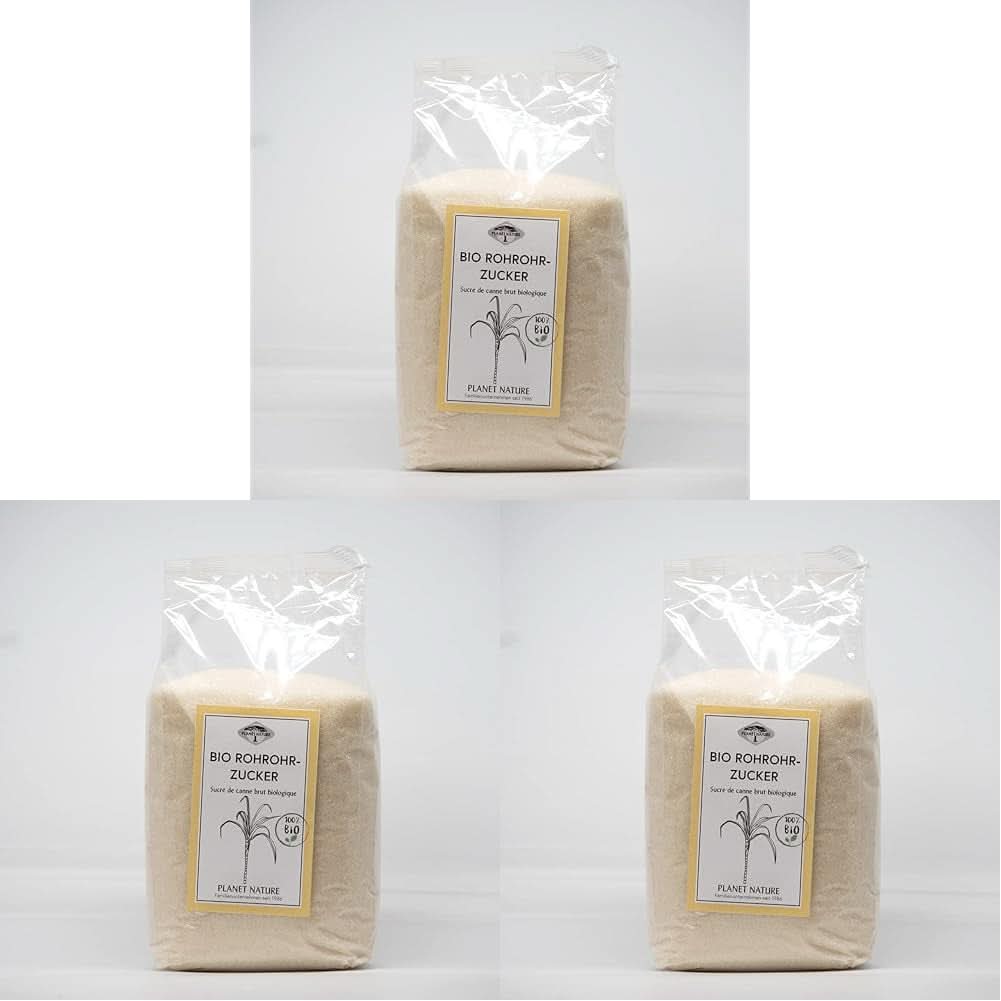 Rå økologisk rørsukker, 1 kg sødemidler Naty Shop 3 x 500 gram