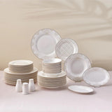 Karaca Elegance Bone Siena Spisesæt til 12, Moderne Porcelænsstel, Spisesæt med Suppeskåle, Serveringsfad, Dybe tallerkener, Desserttallerkener - hvid og guld