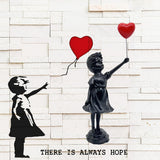 Sød ballonpige harpiksskulptur Home Decor statue Banksy Rødt hjerte pige ballonfigur Moderne kunst Skulptur til bordplade Hylde Dekor statuer og skulpturer Naty Shop