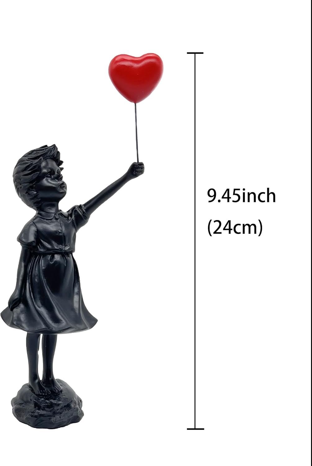 Sød ballonpige harpiksskulptur Home Decor statue Banksy Rødt hjerte pige ballonfigur Moderne kunst Skulptur til bordplade Hylde Dekor statuer og skulpturer Naty Shop