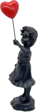 Sød ballonpige harpiksskulptur Home Decor statue Banksy Rødt hjerte pige ballonfigur Moderne kunst Skulptur til bordplade Hylde Dekor statuer og skulpturer Naty Shop