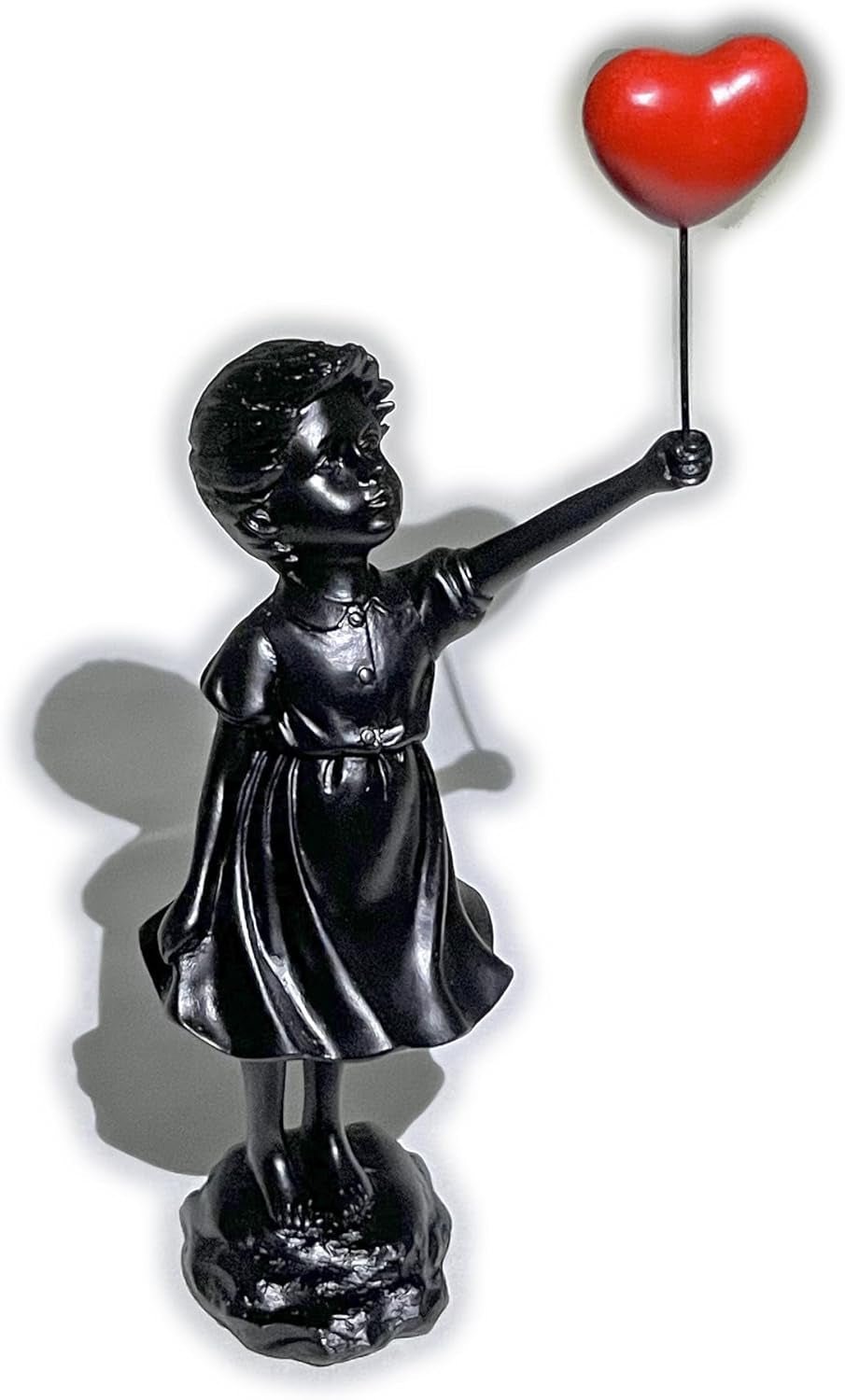 Sød ballonpige harpiksskulptur Home Decor statue Banksy Rødt hjerte pige ballonfigur Moderne kunst Skulptur til bordplade Hylde Dekor statuer og skulpturer Naty Shop