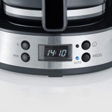 SEVERIN "TypeSwitch" espressomaskine med glaskaraffel og timer, AromaSwitch til valg af 2 bryggemuligheder, digitalt ur med timerfunktion, til op til 10 kopper, 1000W, børstet rustfrit stål-sort, KA 4826
