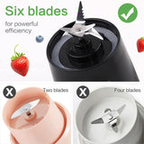 Mixer Smoothie Maker Tragbarer Entefter: 380Ml Standmixer Persönlicher Shaker Proteinshake Mit 6 Edelstahlmesser Tragbar-Bpa-Freie Mit Usb-Mixbecher Für Shakes,Saftoutdoor,Schwarz Bucatarie Naty Shop