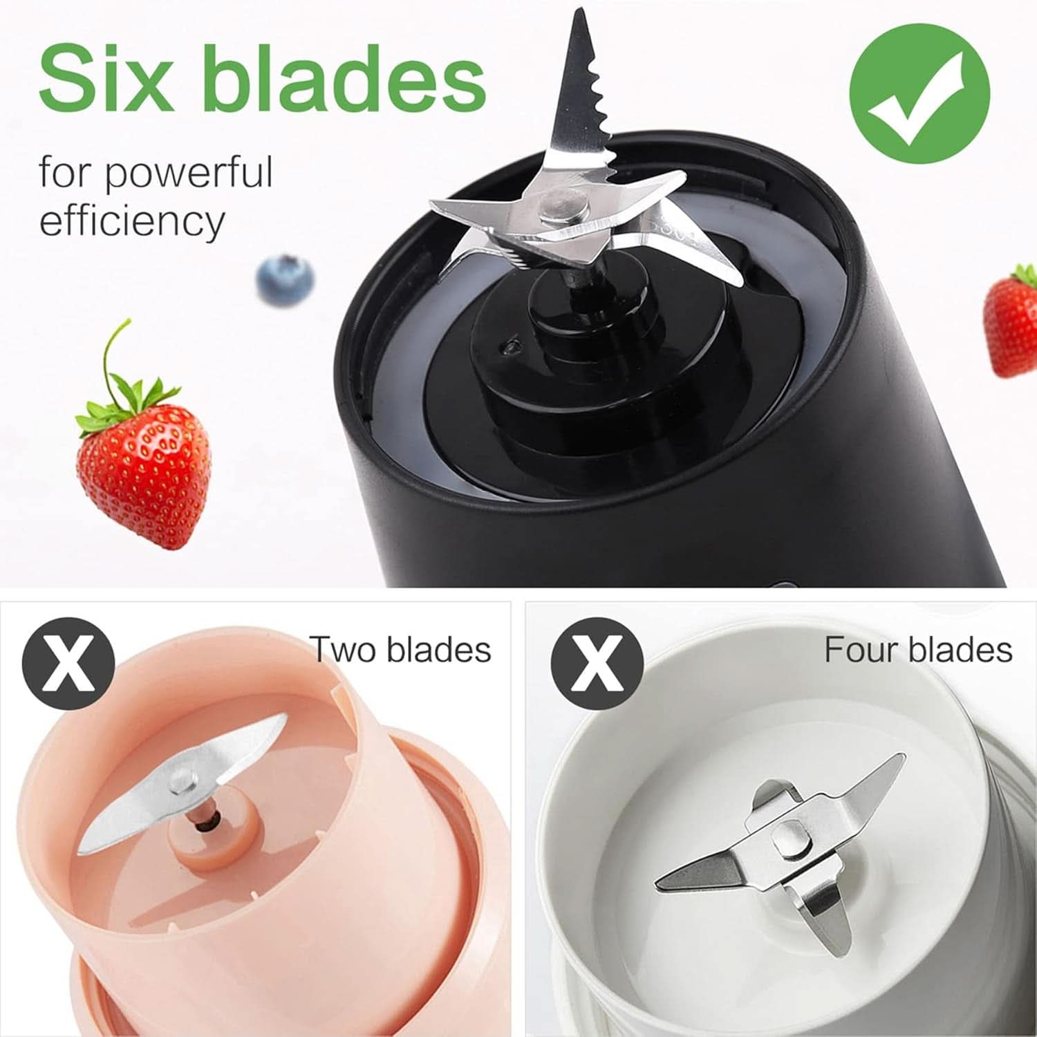 Mixer Smoothie Maker Tragbarer Entefter: 380Ml Standmixer Persönlicher Shaker Proteinshake Mit 6 Edelstahlmesser Tragbar-Bpa-Freie Mit Usb-Mixbecher Für Shakes,Saftoutdoor,Schwarz Bucatarie Naty Shop