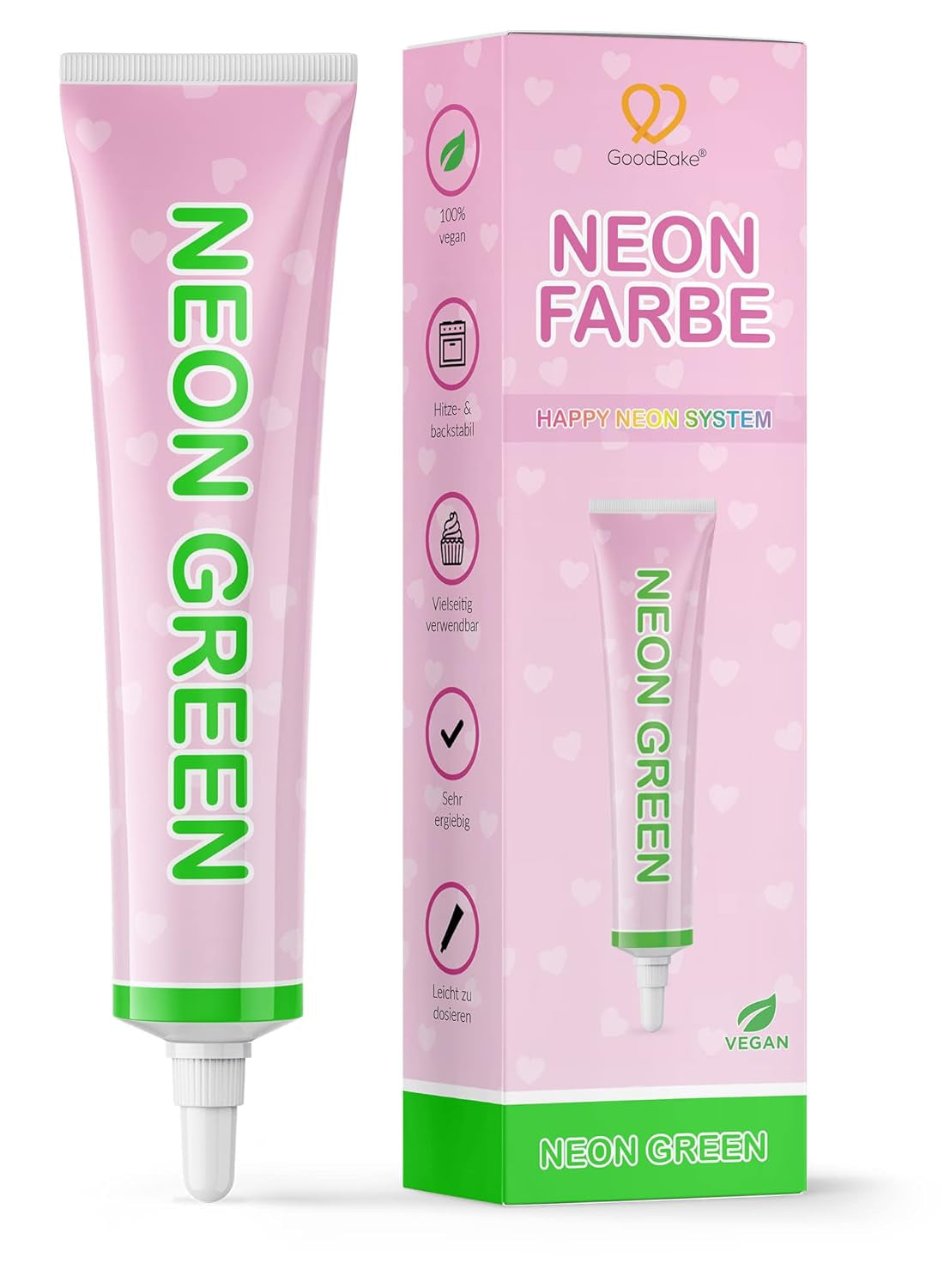 Goodbake Neonlebensmittelfarben 6 Farben Set – Intensiv Lebensmittelfarbe – Lebensmittelfarbpaste – Zum Einfärben Von Torten, Fondant, Buttercreme Uvm. – 100 % vegansk Naty Shop Neon Grün