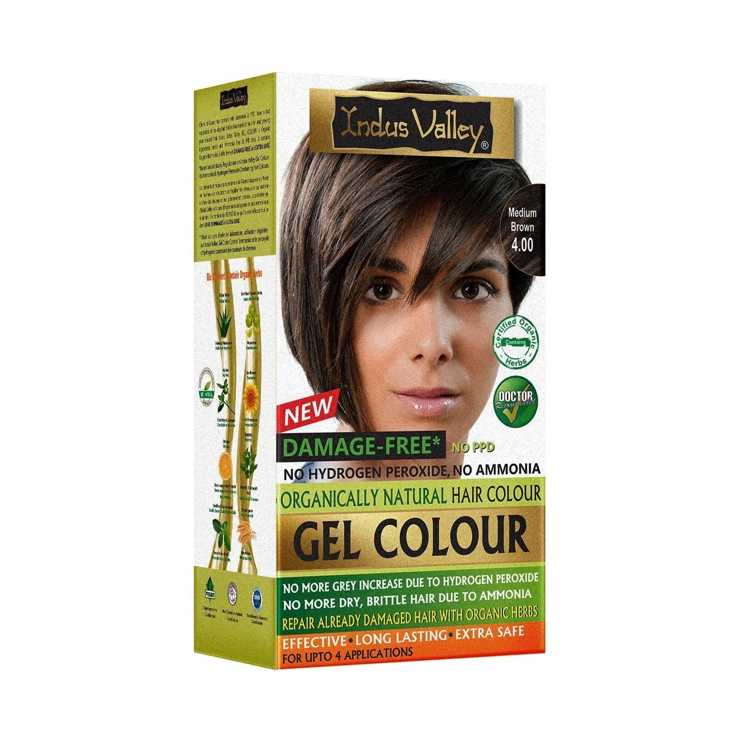 Indus Valley Natural Damage Free Gel Hårfarve | Ammoniakfri, vegansk og grusomhedsfri | Op til 100 % grå dækning, langtidsholdbare resultater | Lys kastanje 5.0 (20 gram + 200 ml) Hårfarve Naty Shop Medium brun