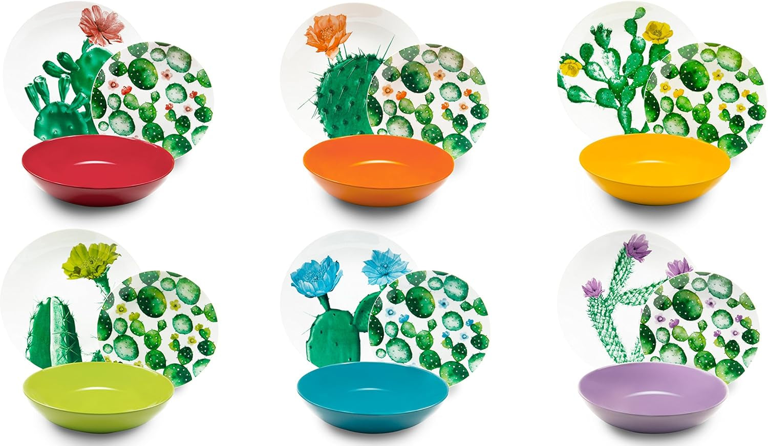 Excelsa Color Cactus servicesæt, 18 dele, flerfarvet