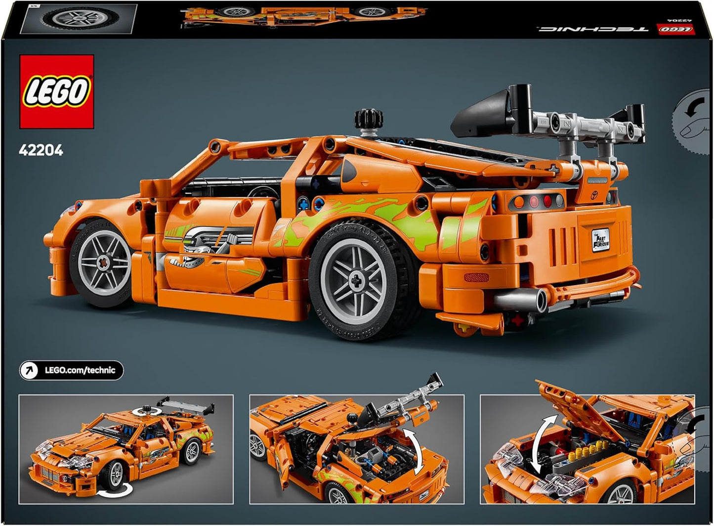 LEGO Technic Fast and Furious Toyota Supra MK4 - Legetøjsbil - Med 6-cylindret motor og åbne døre - Modelsæt til drenge og piger over 9 år - Fødselsdagsgaveidé 42204 Byggesæt Beuche den LEGO-Store
