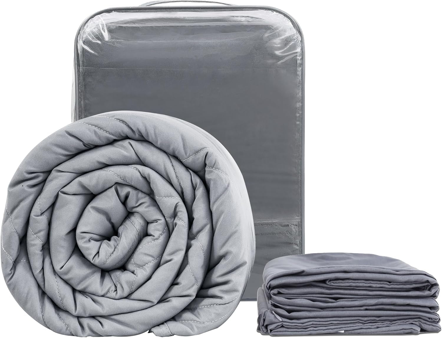Winthome vægtet tæppe med dynebetræk 150X205 cm 10,4 kg, behageligt vægtet tæppe, anti-stress terapi tæppe, tungt tæppe til dybere søvn og bedre restitution, tungt tæppe til voksne (grå) Besuche den Winthome-Store-80mC40X Grå.