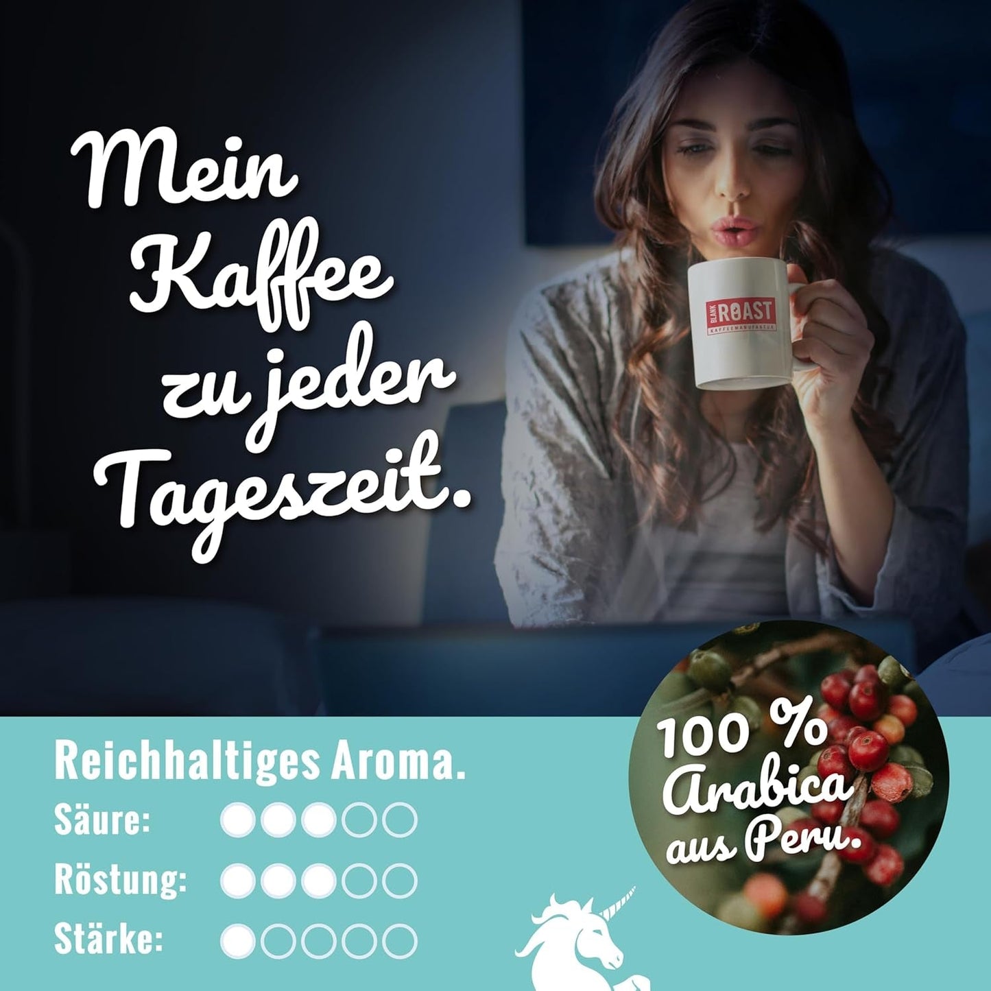 Blank stege - EINZIG - 1 kg - Kaffeebohnen kafeinfrei - 100% Arabica aus Peru - schonend & umweltfreundlich entkoffeiniert - säurearm mit voller Crema - ideel til jede Zubereitungsart