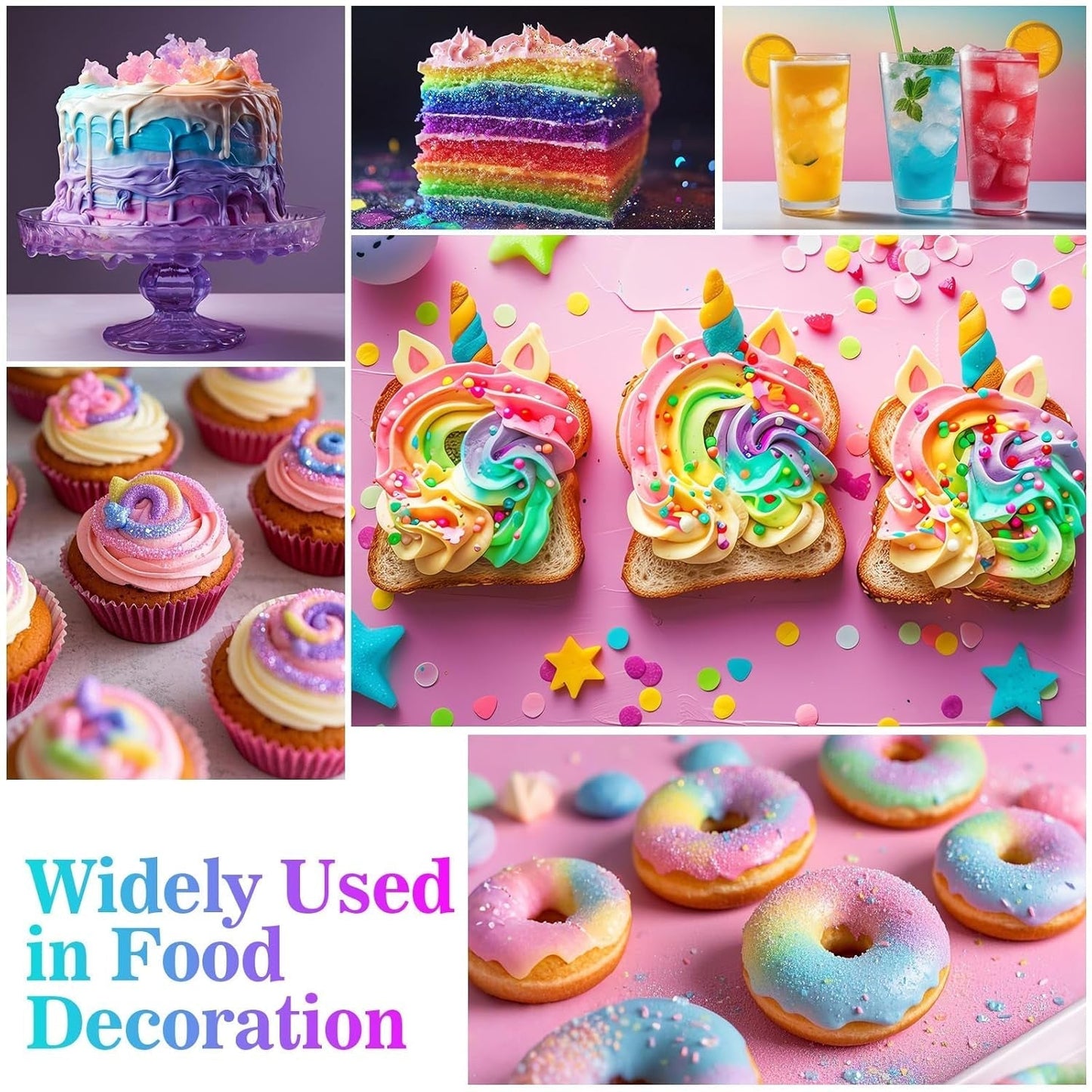 Spiselig glitter - 6G madfarvepulver til chokolade, jordbær, muffins, kager, fondant (guld)