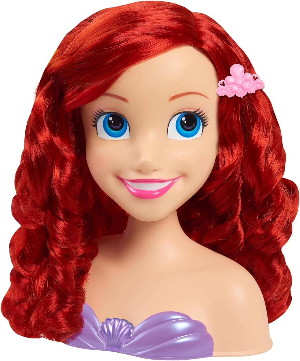 Ariel Just Play Disney Princess Hårhoved 20 cm med tilbehør 7-delt sæt rødt hårlegetøj til børn fra 3 år og opefter