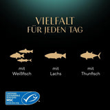 Sheba Portion Pouches Vådfoder til katte, Multipack Fresh & Fine i gelé med MSC tun og laks, 6x6x50g - Sunde måltider til katte med gelé