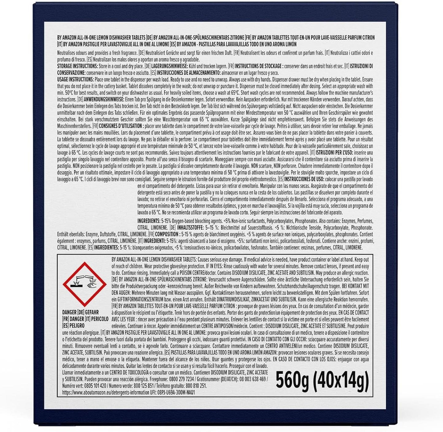 Alt-i-én opvasketabletter, citron, 40 tabletter Naty Shop Køkkenvaskemidler