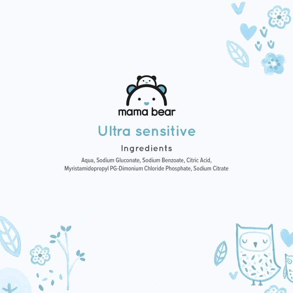 Mama Bear Ultra Sensitive Baby Wipes Duftfri 1008 Antal (18 pakker af 60) Naty Shop