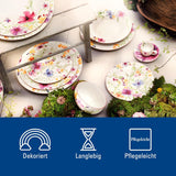 Villeroy & Boch Mariefleur Startersæt, Assorterede farver, Tåler opvaskemaskine, Tåler mikroovn, Spisesæt til 2, Blomsterstel, Spisestel, Kombinationssæt, Premium Porcelæn