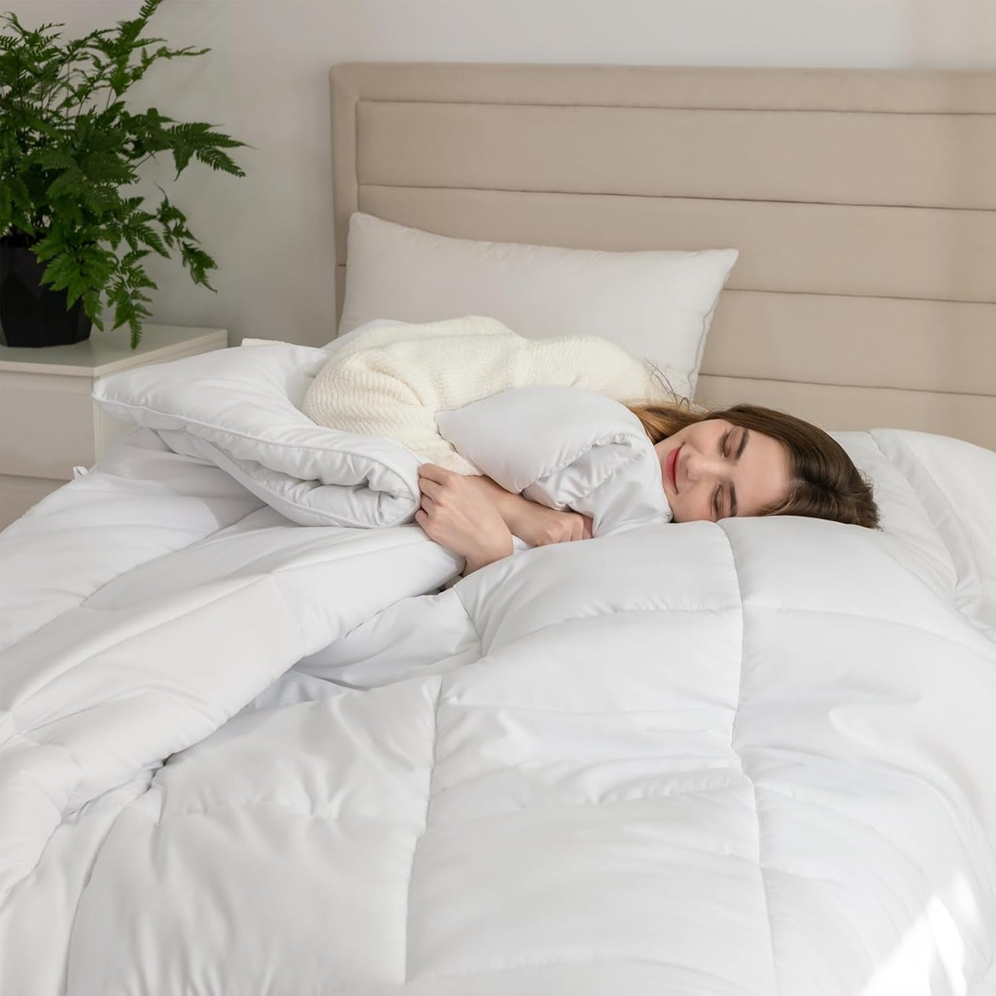 Good Nite Vinterdyne 200X200 Cm 460Gsm Varm Dyne til Vintersengetøj Polyester Fyldt Dyne Mikrofiber Hvidt sovetæppe 200X200Cm Dyner og dyner Naty Shop