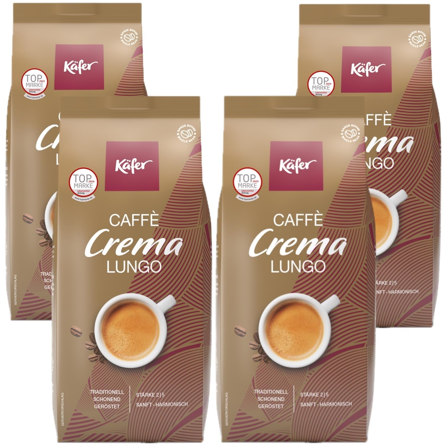 Käfer Caffè Crema, 1000g, hele bønner, pakke med 4 stk