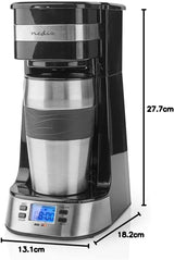 NEDIS Espressor - Filtreret kaffe - 0,4 l - 1 kop - Timer - Sort / Sølv