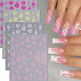 8 Stück Hibiskus Nagelsticker, 3D Selbstklebende Blumen Nagelaufkleber, Weiß Rosa Gelb Magenta Sommer Neonail Sticker, Nail Art Tilbehør Nagel Deko Für Frauen