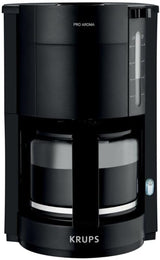 Krups F30908 ProAroma Espressomaskine med filter og glaskaraffel, kapacitet 1,25 l, 10-15 kopper, 1050 W, sort
