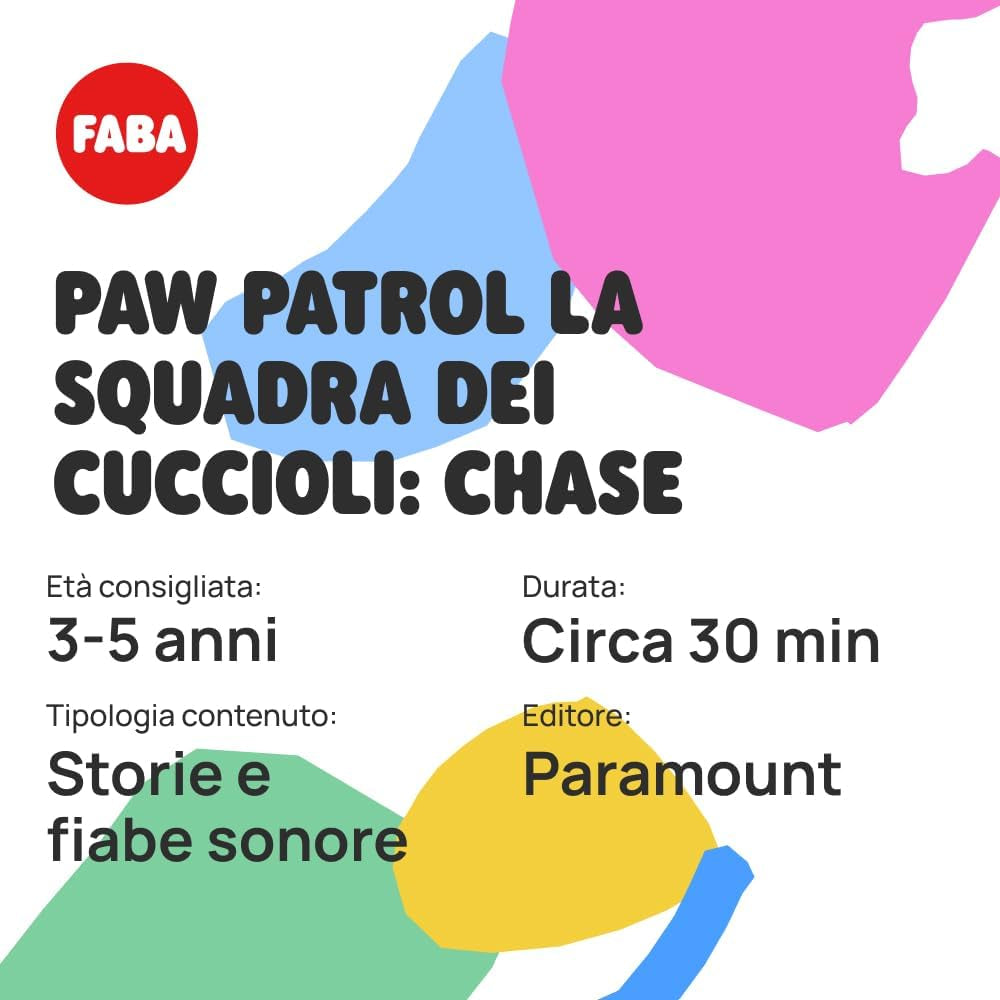 Lydfigur - PAW Patrol Puppy team: Chase - lydhistorier og eventyr, drenge og piger 2-4 år, italiensk version Baby Toys Naty Shop