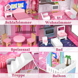 HENGMEI Puppenhaus Kinder Holz Puppenvilla Dukkehus Sæt Mädchen Spielset 3 Etagen Haus med Möbeln og tilbehør, 70x30x100cm Puppenhæuser for Kinder (Typ B)