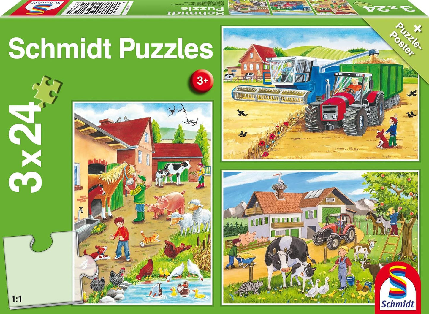 Schmidt Spiele 56216 puslespil til børn, 3X24 brikker Puslespil Naty Shop Standard titel