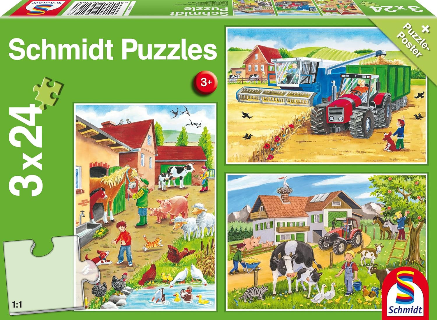 Schmidt Spiele 56216 puslespil til børn, 3X24 brikker Puslespil Naty Shop Standard titel