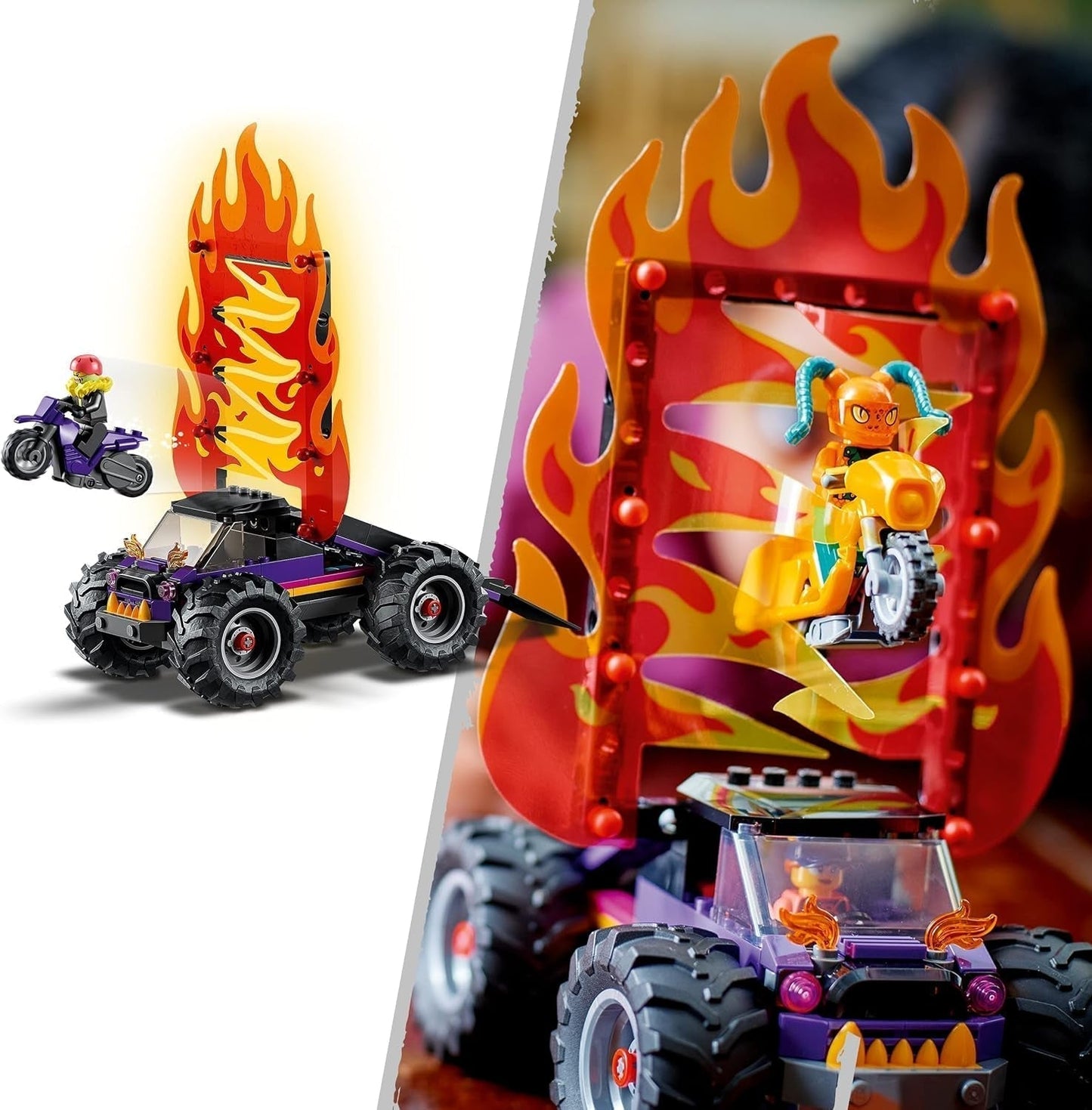 LEGO 60339 City Stuntz Stuntz Show Double Looping Sæt, inkl. rampe, monstertruck, 2X motorcykel og 7 minifigurer, legetøj til børn over 7 år Byggesæt Besuche den LEGO-Store