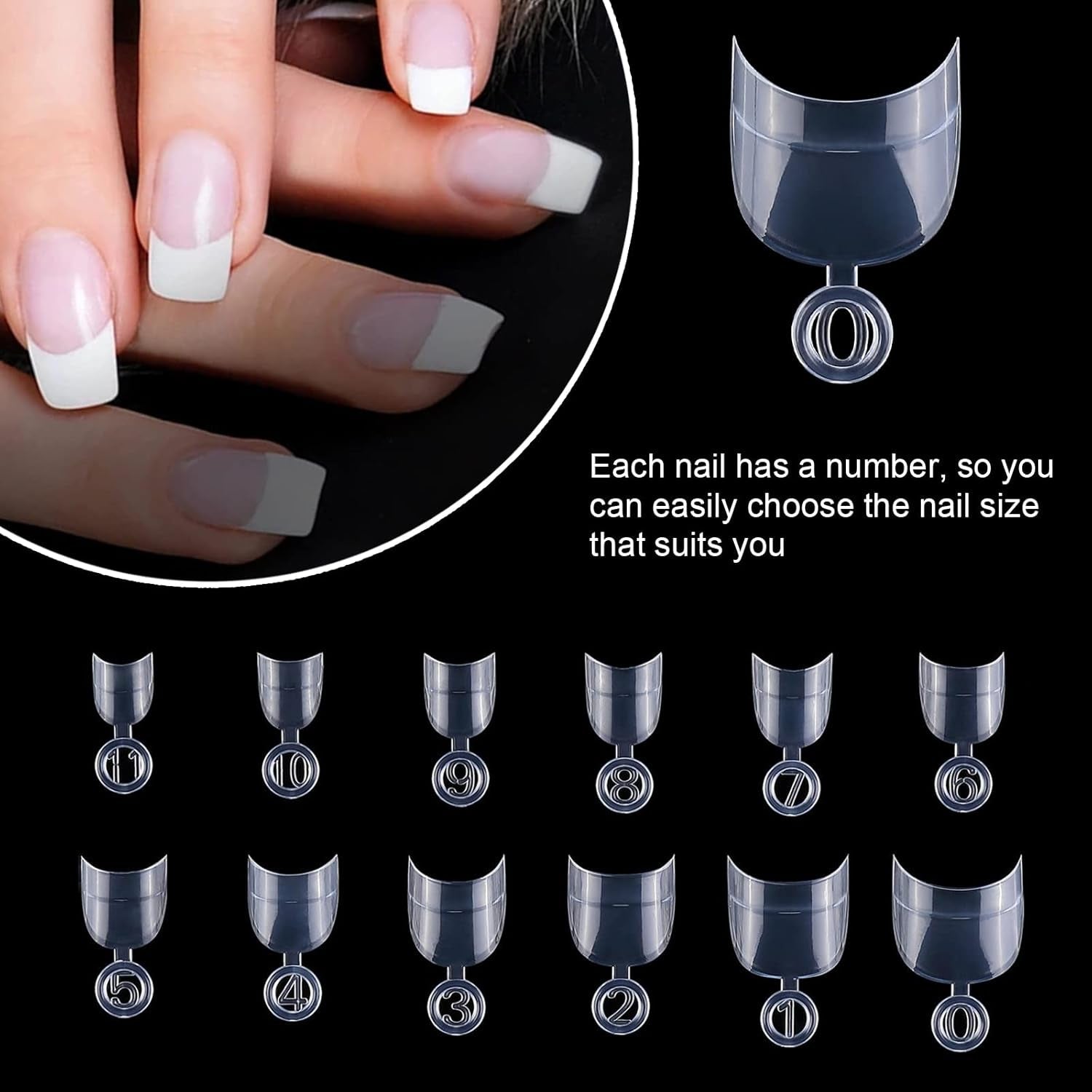 600 stk ovale korte kunstige negle 12 størrelser halvt dækkende akryl falske neglespidser kunstige negle til manicure kvinder Salon DIY (gennemsigtig)