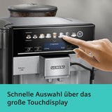 Automatisk espressomaskine Siemens EQ.6 plus s700 TE657503DE, til mange kaffespecialiteter, mælkeskummer, keramisk kværn, dobbelt kaffefunktion, anti-kalk, automatisk damprensning, 1500 W, rustfrit stål