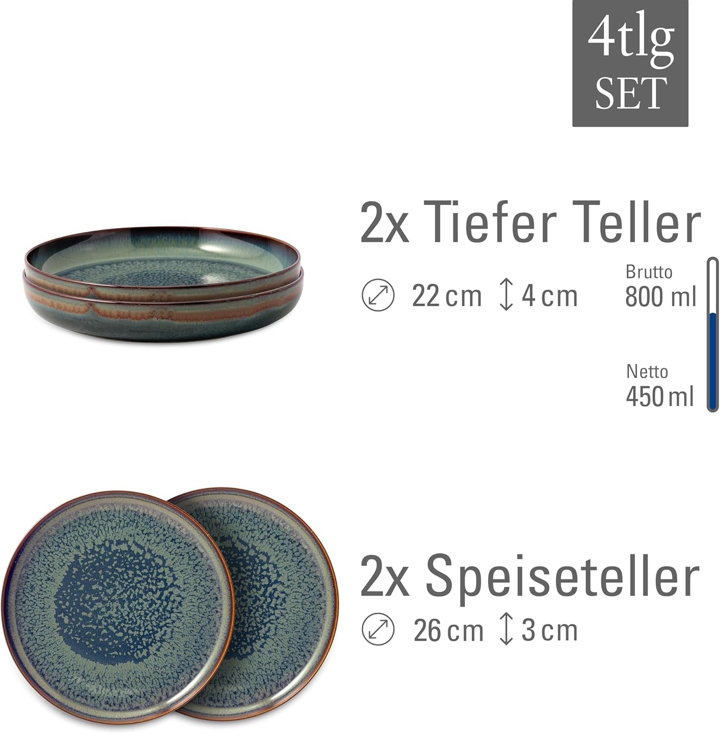 Crafted Breeze servisesæt fra Villeroy & Boch, 4 dele, til 2, grøn
