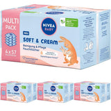 NIVEA BABY Soft & Cream vådservietter til babyer (4 x 57 stk.)