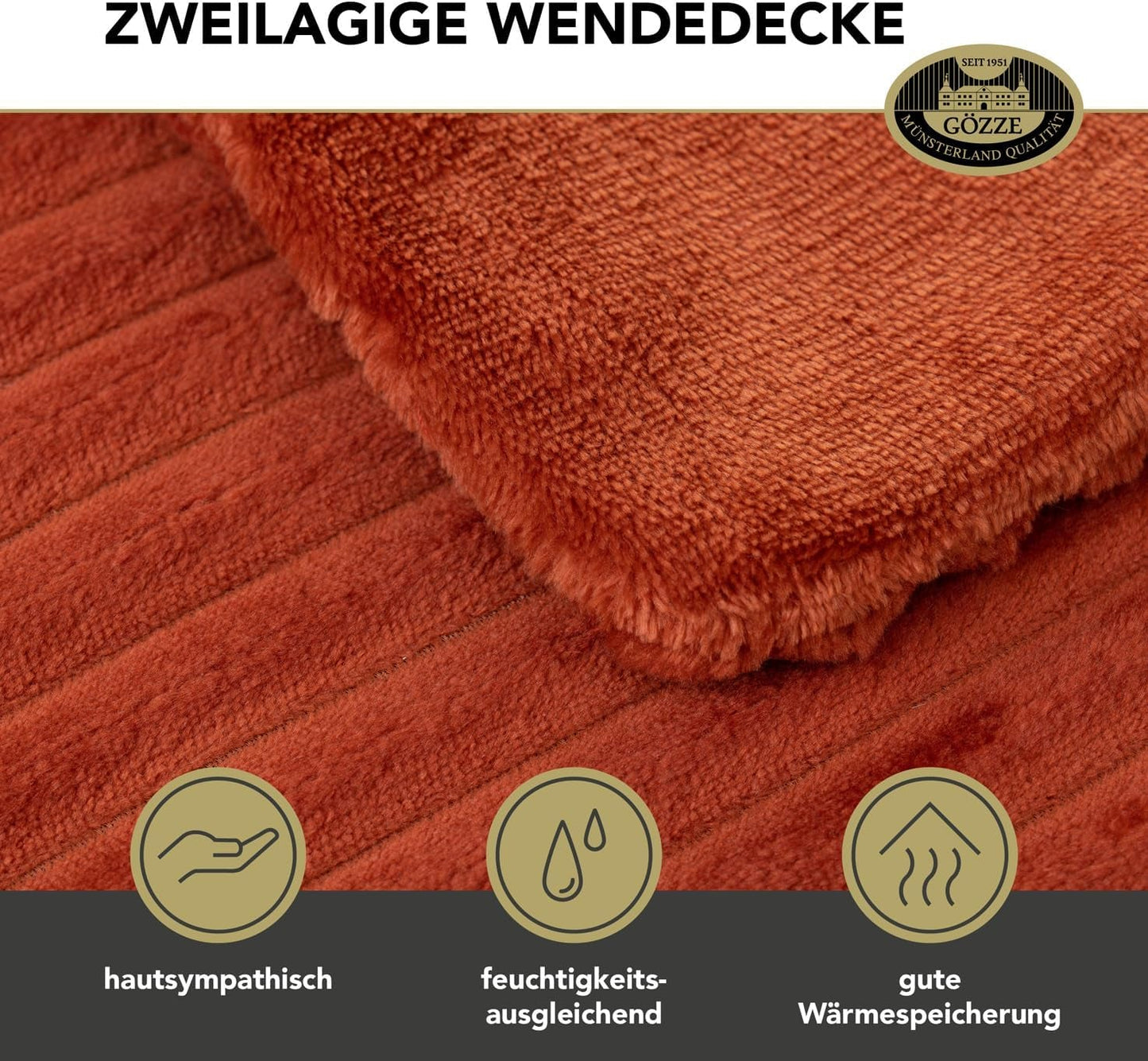 Gözze - Behageligt og blødt tæppe i fløjlslook, 1620G/stk, 150 X 200 Cm - kanel Senge og tæpper Besuche den Gözze-Store