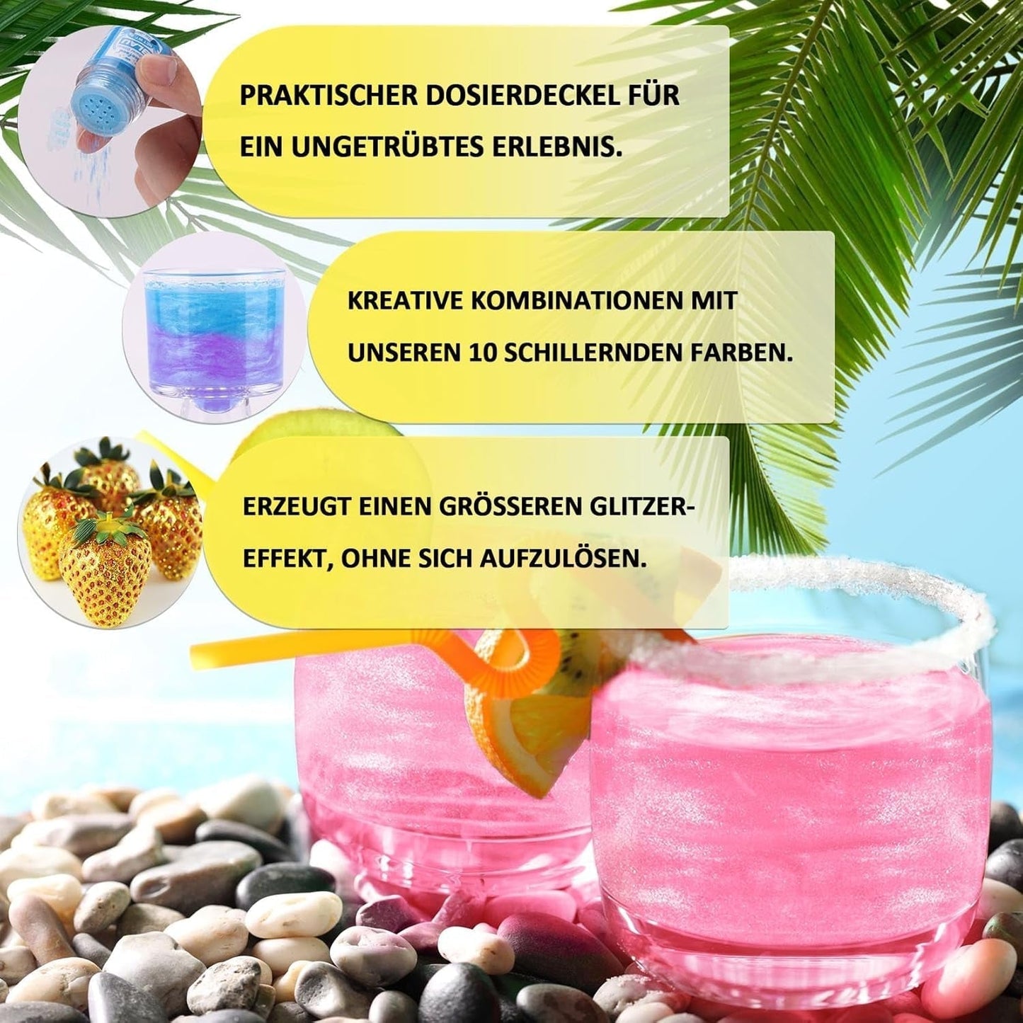 Kicofood, spiseligt glitter, 5 gram, forskellige farver Glitter Naty Shop
