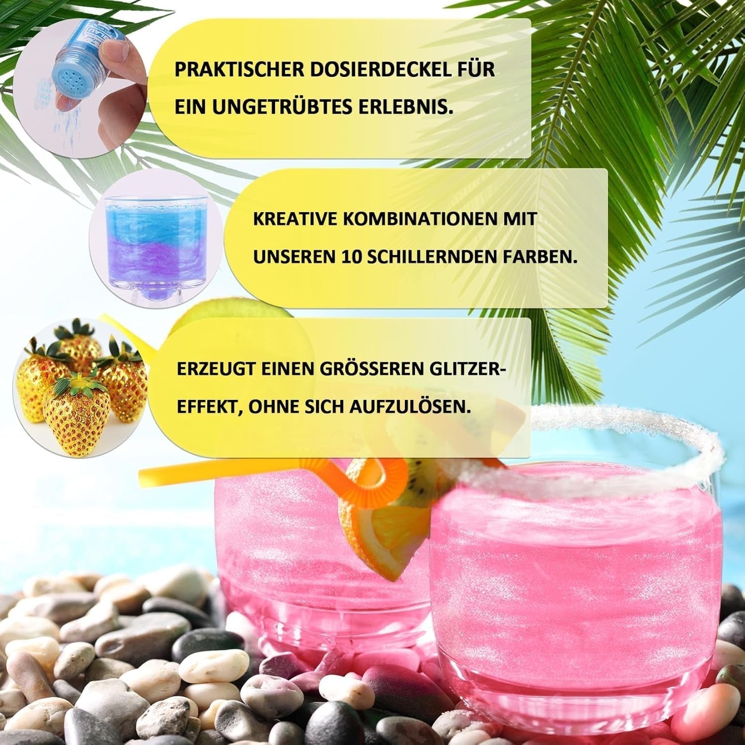 Kicofood, spiseligt glitter, 5 gram, forskellige farver Glitter Naty Shop